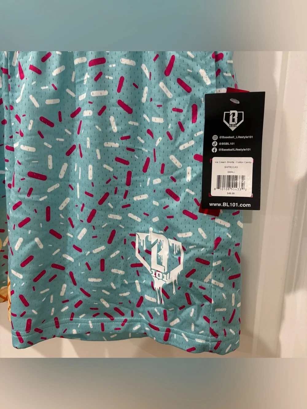 Baseball Lifestyle Blue Ice Cream Cone  Shorts with Sprinkles